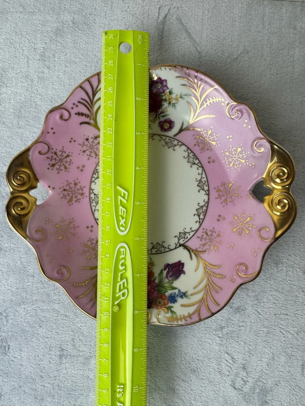 Vintage Lefton Pink and Gold Floral Porcelain Serving or Trinket Dish